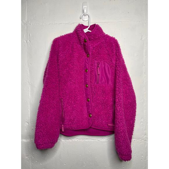 Crewcuts Girls Pink Sherpa Button Up Jacket Size Medium - Picture 1 of 7